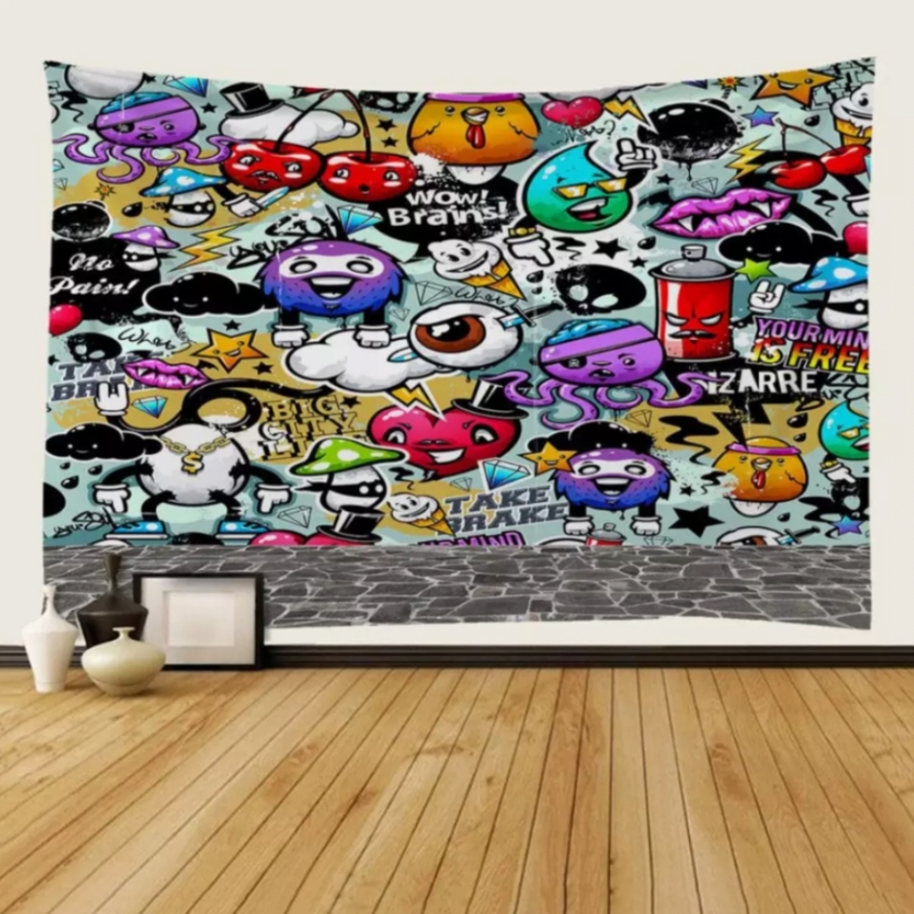Printed Graffiti Wall Tapestry 280cm(W) x 180cm (H